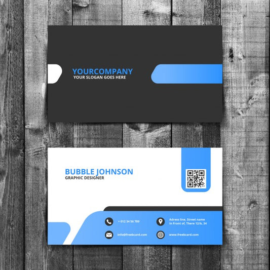 Free Blue And Black Business Card Psd