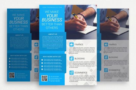Free Blue And White Business Brochure Psd