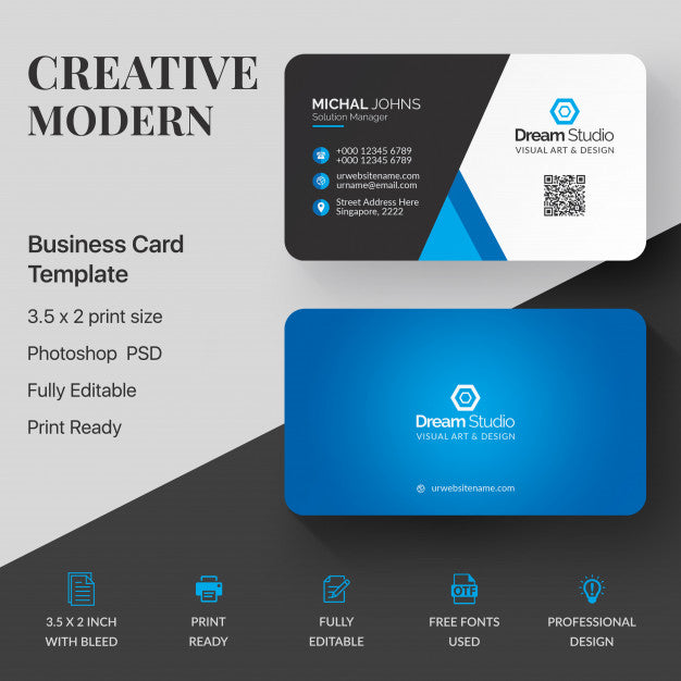 Free Blue And White Business Card Psd