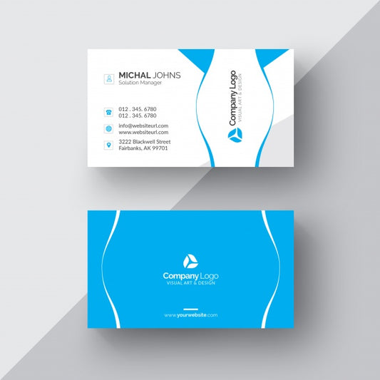 Free Blue And White Business Card Psd