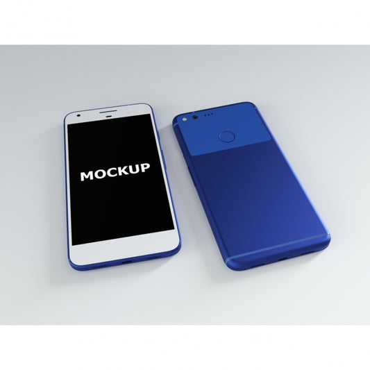 Free Blue And White Smartphone Mockup Psd