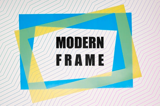 Free Blue And Yellow Modern Frames Mock-Up Psd