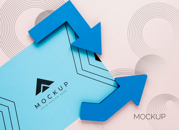 Free Blue Arrows And Business Mock-Up Card Psd