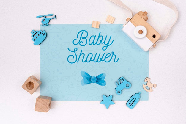 Free Blue Baby Shower Decorations With Camera Psd