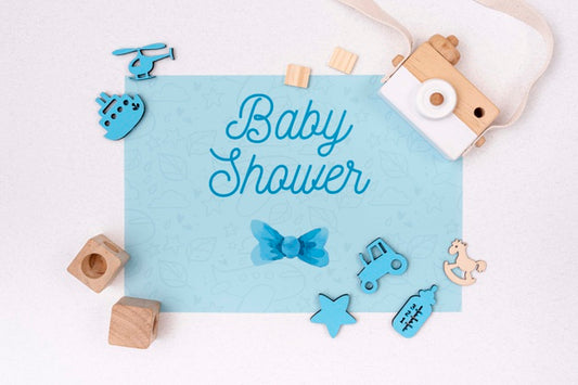 Free Blue Baby Shower Decorations With Camera Psd