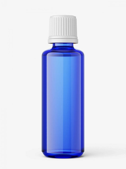 Free Blue Essential Oil Bottle Mockup / 50Ml