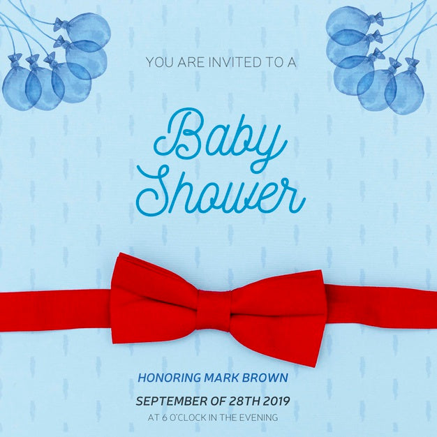Free Blue Invitation For Baby Shower Psd