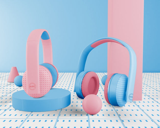 Free Blue Minimalistic Headphones Wireless Psd