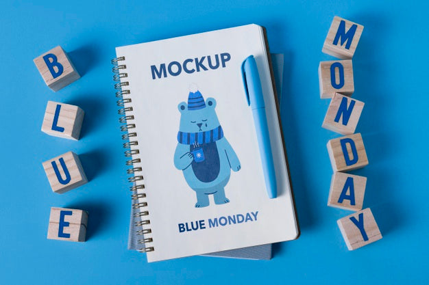Free Blue Monday Concept With Mock-Up Psd