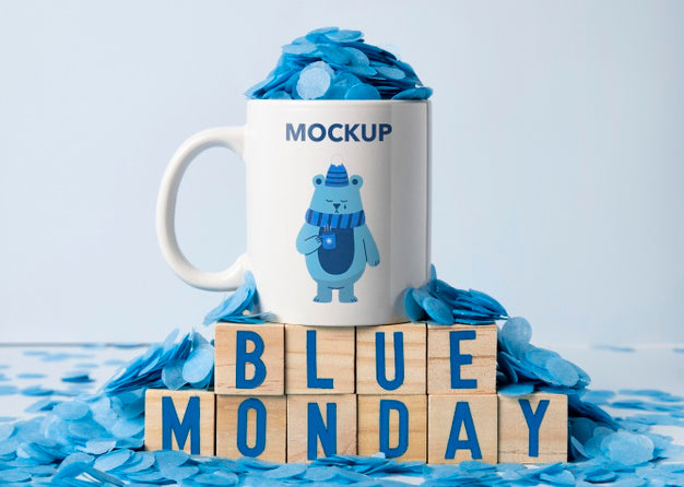 Free Blue Monday Concept With Mock-Up Psd