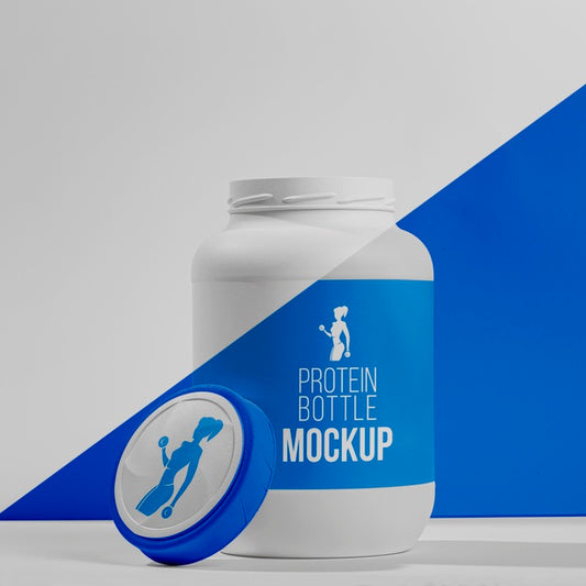 Free Blue Protein Powder Gym Mock-Up Concept Psd