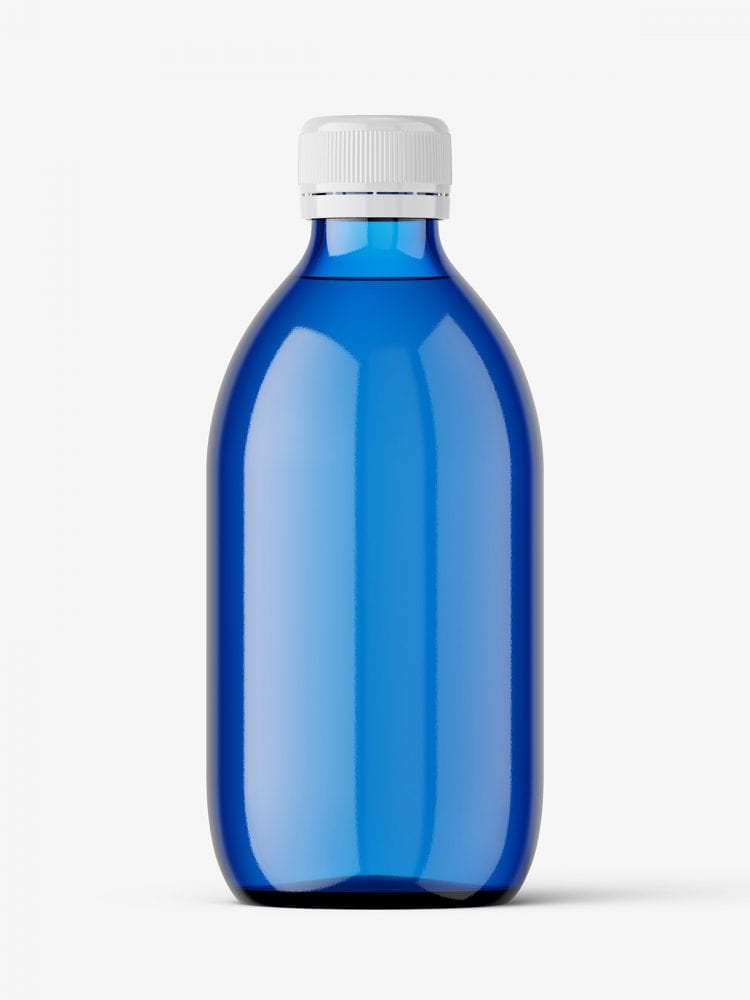 Free Blue Syrup Bottle Mockup / 300 Ml