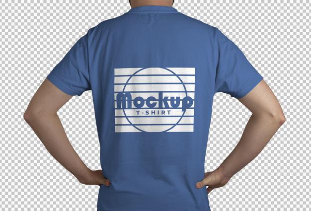 Free Blue T Shirt Back View Mockup Psd