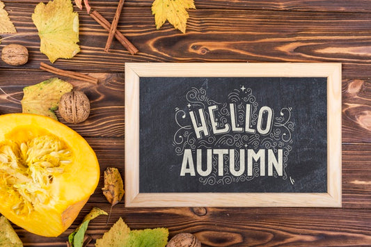 Free Board With Chalk Message For Autumn Season Psd