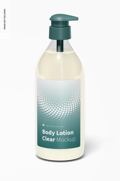 Free Body Lotion Clear Bottle Mockup, Front View Psd