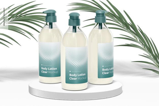 Free Body Lotion Clear Bottles Mockup Psd