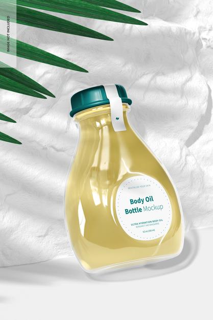 Free Body Oil Bottle Mockup, Leaned Psd