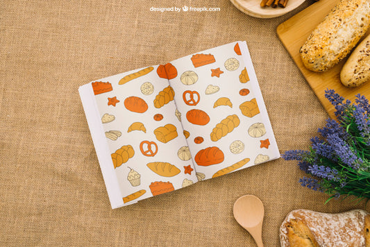 Free Book Composition With Healthy Breakfast Psd