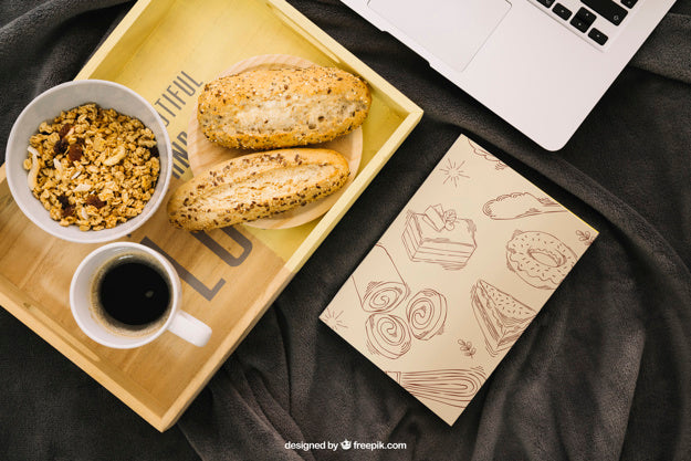 Free Book Cover Composition With Breakfast On Board Psd