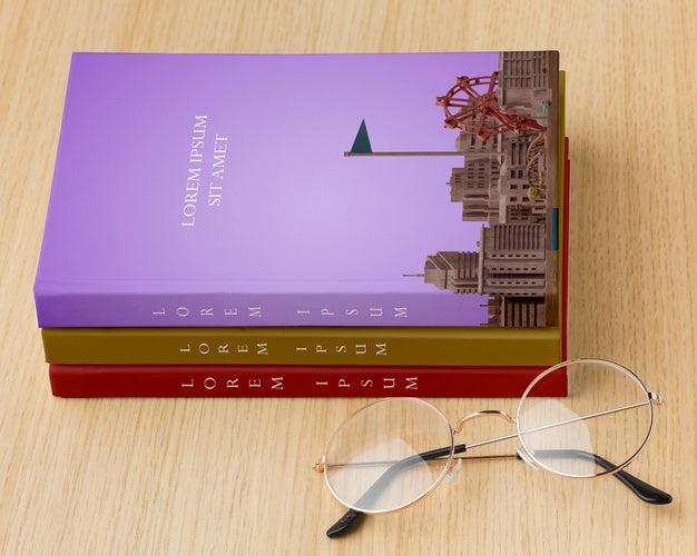 Free Book Cover Composition With Glasses Psd
