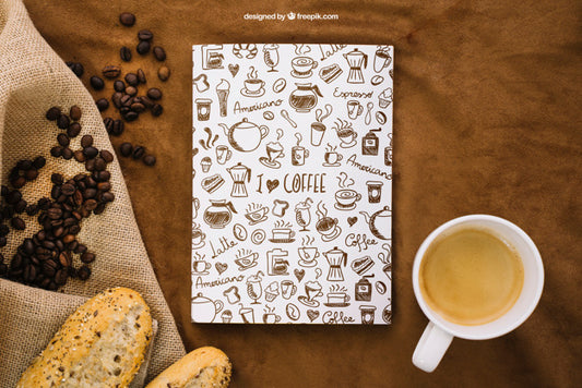 Free Book Cover Mockup With Coffee Psd