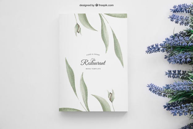 Free Book Cover Mockup With Flowers On Right Psd