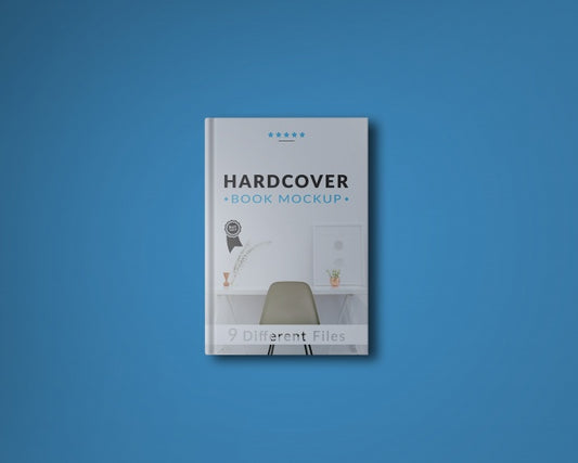 Free Book Cover On Blue Background Mock Up Psd