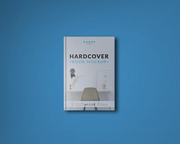 Free Book Cover On Blue Background Mock Up Psd