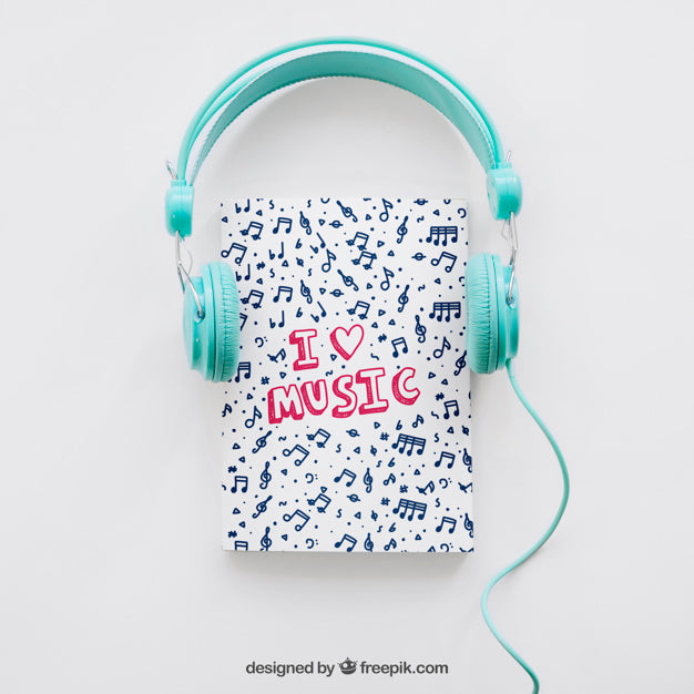 Free Book Cover Template With Headphones Psd