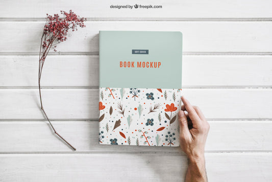 Free Book Mock Up With Flower Psd