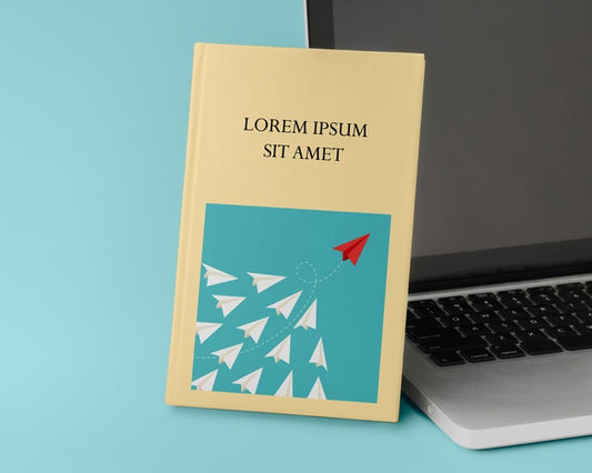 Free Book Mock-Up With Laptop Psd
