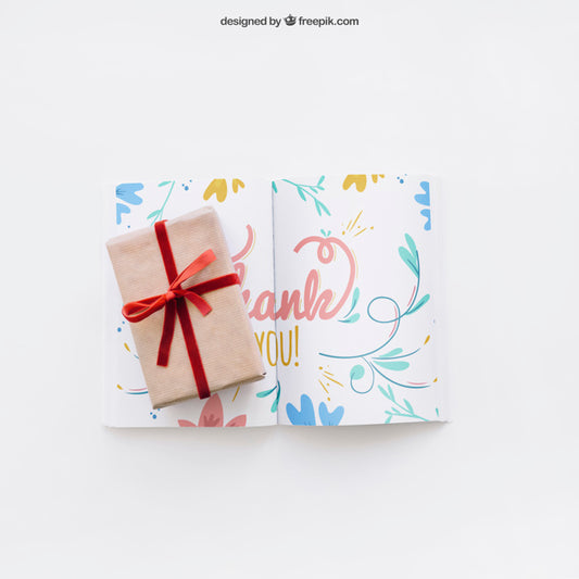 Free Book Mockup With Gift Box Psd