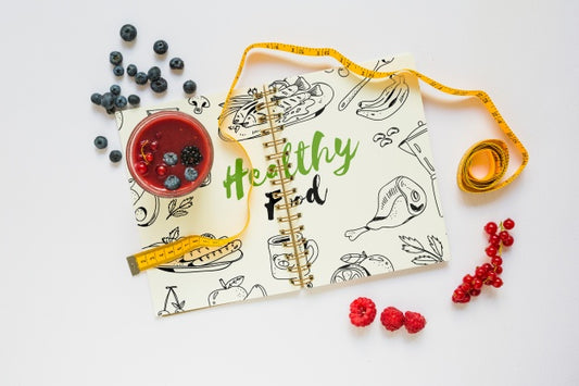 Free Book Mockup With Healthy Food Concept Psd