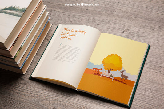 Free Book Mockup With Pile Psd