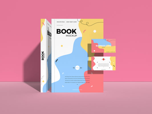 Free Book With Business Card Mockup