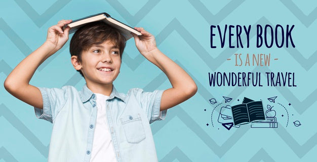 Free Books Are Adventures Young Cute Boy Mock-Up Psd