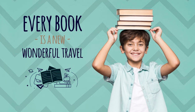 Free Books Are Travels Young Cute Boy Mock-Up Psd