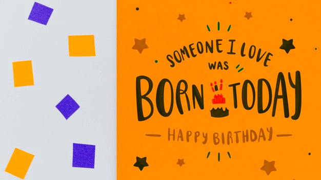 Free Born Today With Confetti And Abstract Geometric Shapes Psd