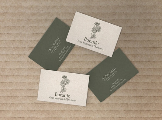 Free Botanic Business Cards Set Of 4 Mockup Psd