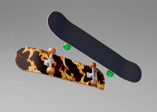 Free Both Sides Of Skateboard With Flame Design Psd