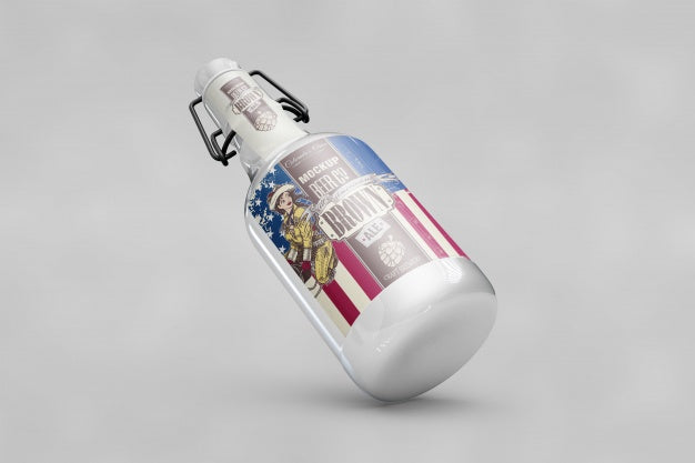 Free Bottle Mockup With Usa Flag Psd