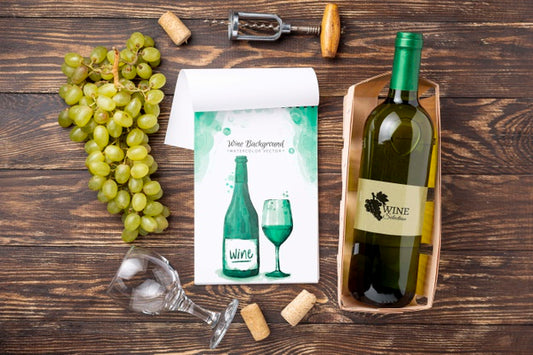 Free Bottle Of Wine With Glass Psd
