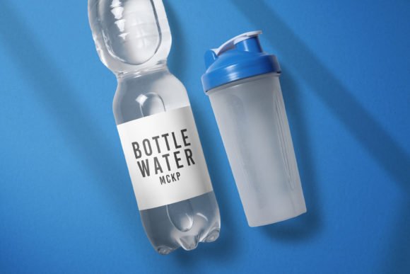 Free Bottle Water and Shaker Mockup PSD