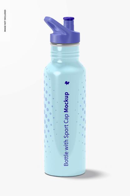 Free Bottle With Sport Cap Mockup, Front View Psd