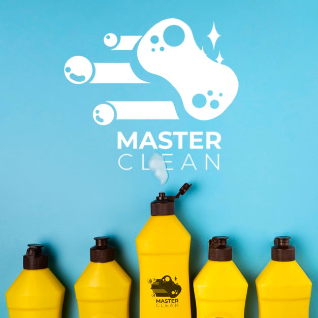 Free Bottles Filled With Detergent Master Clean Mock-Up Psd