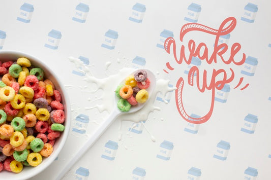 Free Bowl And Spoon With Cereals Mock-Up Psd
