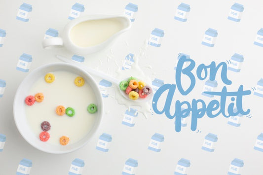 Free Bowl With Cereals And Milk For Breakfast Psd