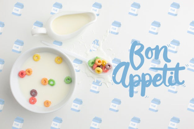 Free Bowl With Cereals And Milk For Breakfast Psd