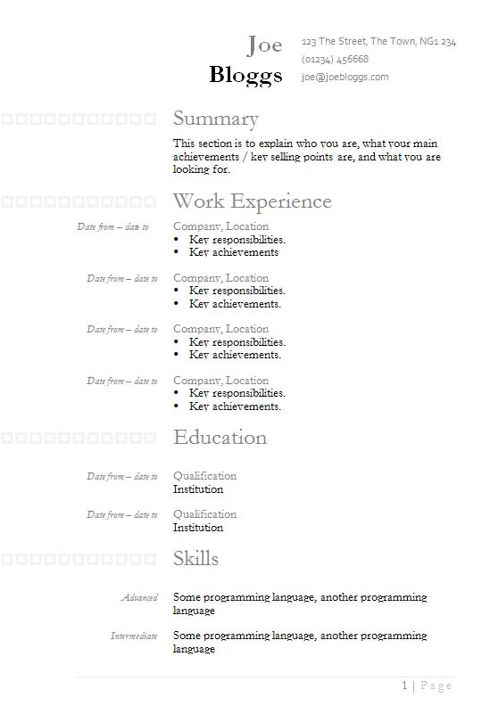 Free Box Detail Resume CV Template in Microsoft Word (DOC) Format ...