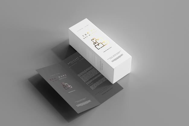 Free Box With Bi-Fold Brochure Mockup Psd – CreativeBooster